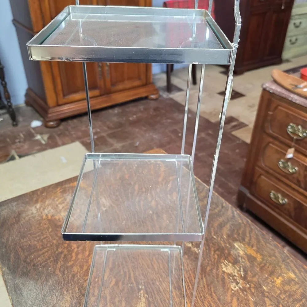 Chrome and Glass Kitchen or Bath Corner Shelf